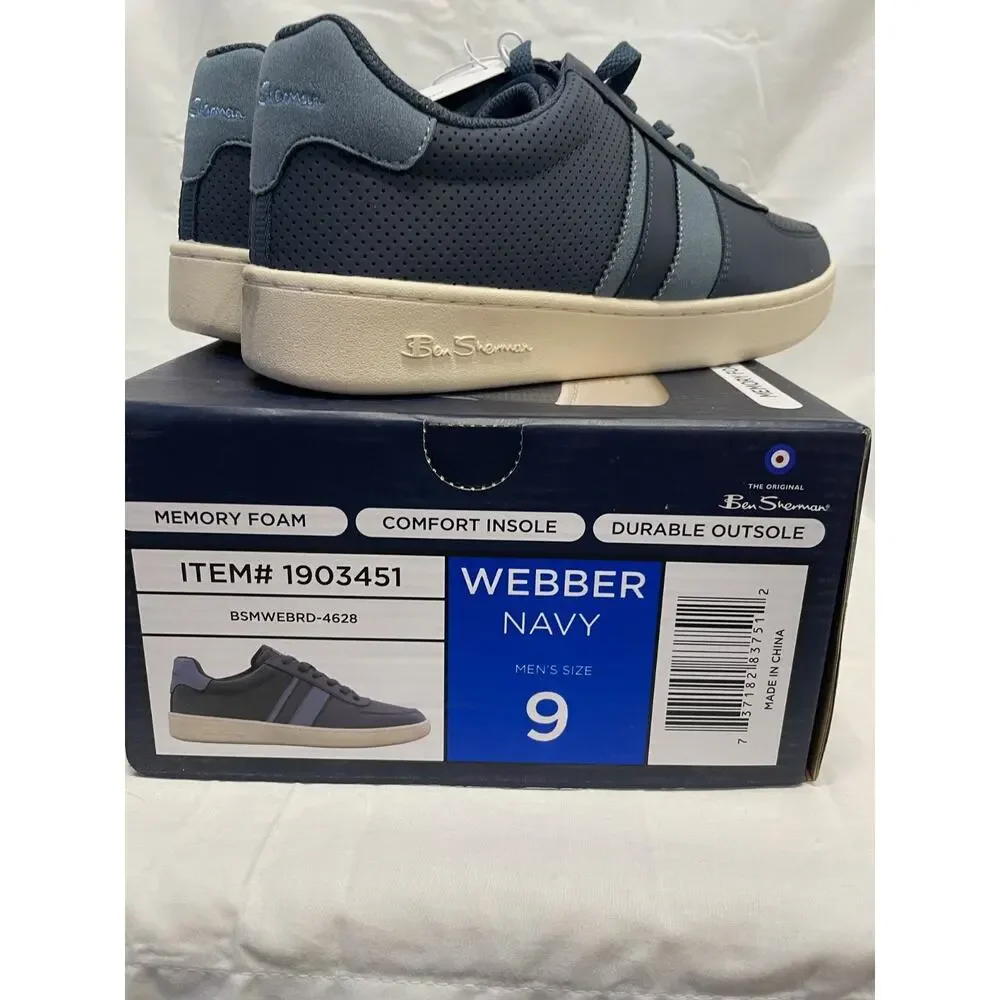 Ben Sherman Men's Webber Navy Sneakers Size 9 Memory Foam New In Box
